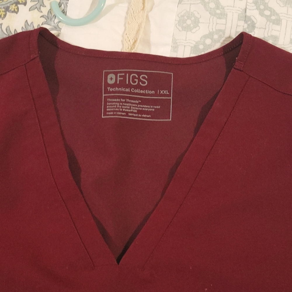 2x Figs burgundy scrub top